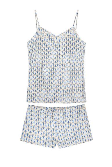 Mulberry Silk Camisole & Shorts Set - Blue Grey - Image 3