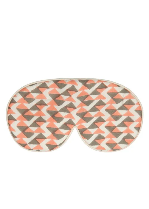 Mulberry Silk Eye Mask - Coral/Grey - Image 2