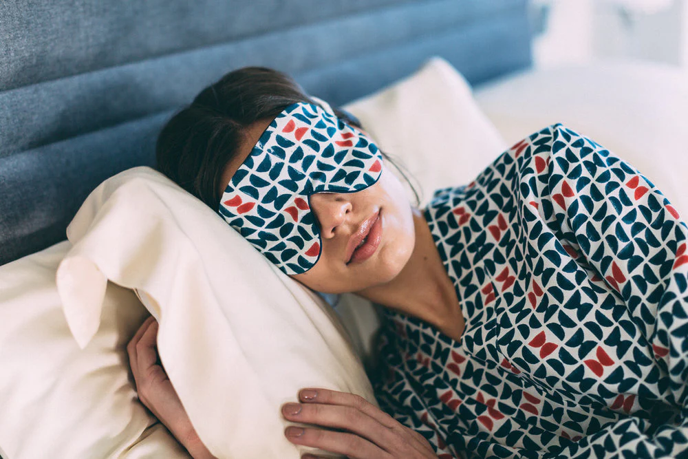 Mulberry Silk Eye Mask - Varanasi Navy - Image 2