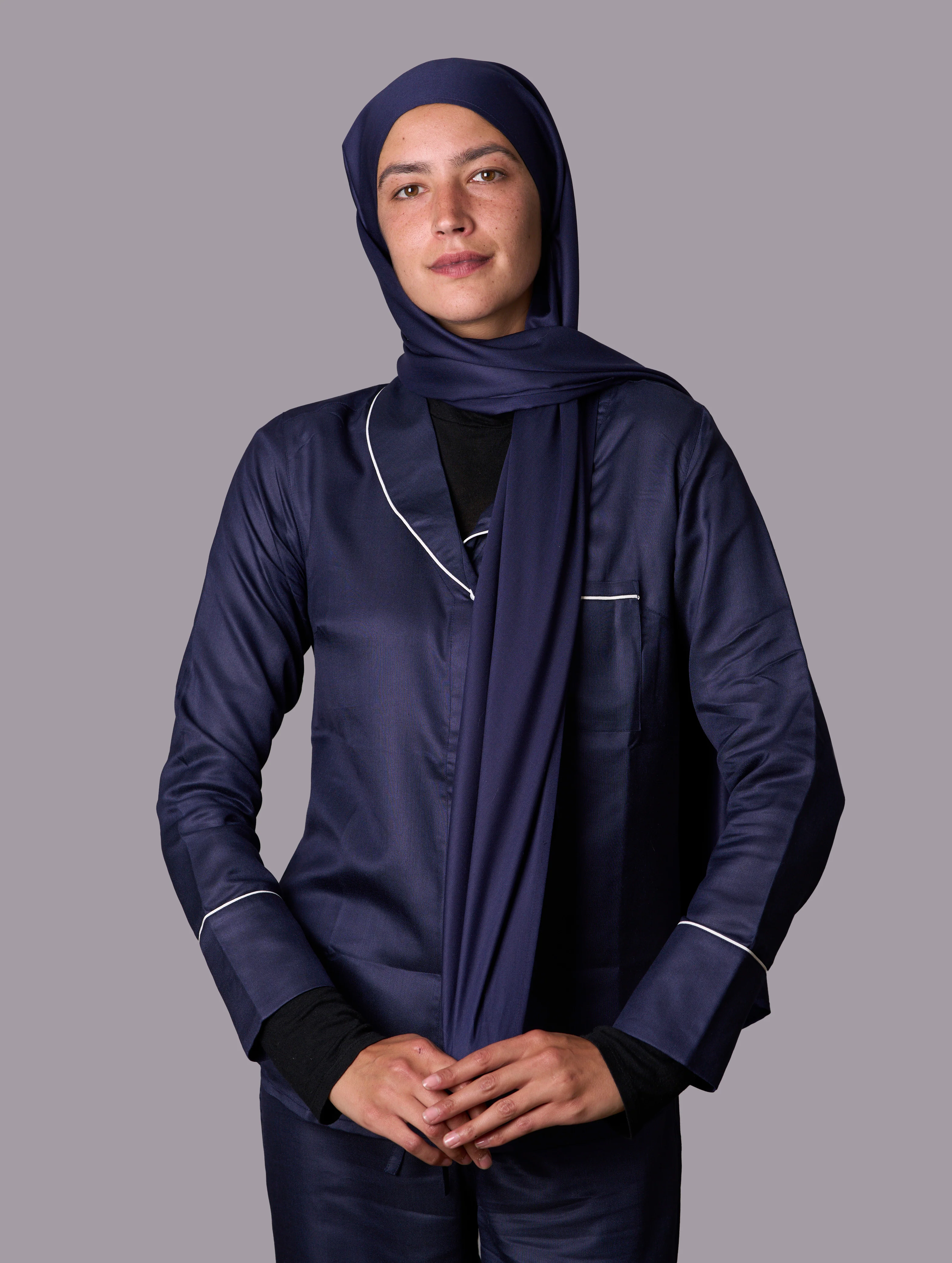 Mulberry Silk Hijab - Midnight Navy or Ivory - Image 5