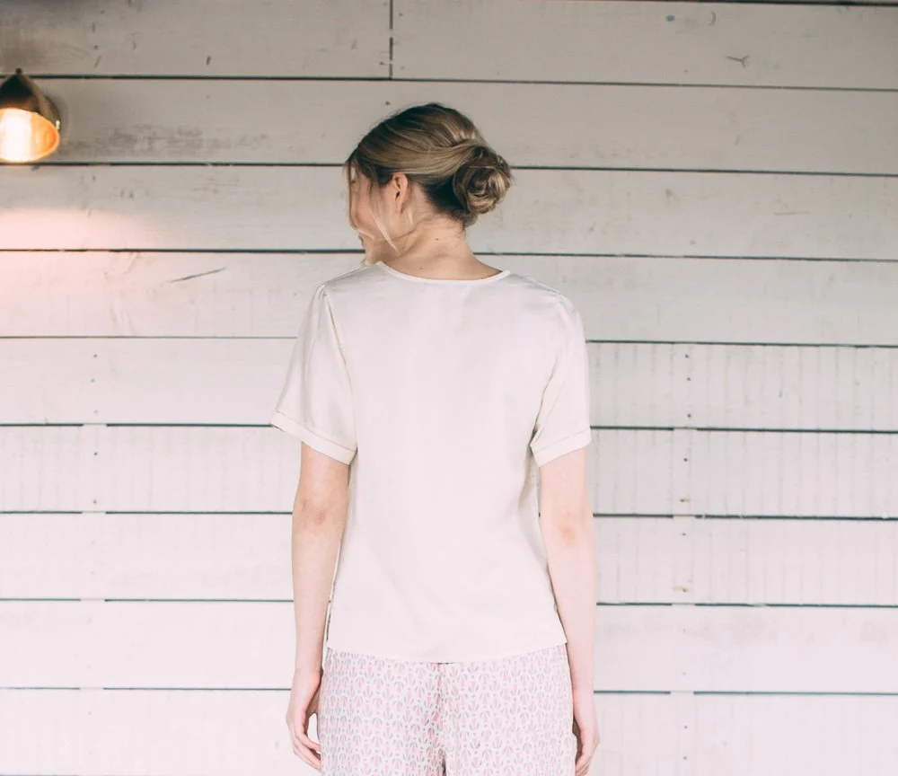 Mulberry Silk Sleeved Top - Ivory (Natural) - Image 4